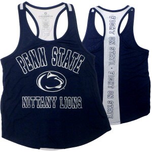 women's navy tank top with white Penn State Nittany Lions and Athletic Logo on front and Fight on State on back